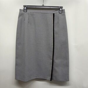 Sag Harbor Women's Black White Houndstooth Pencil Skirt Size 14 Side Zip Classic